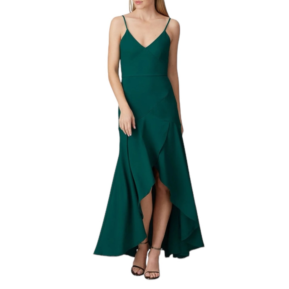 Hutch Nicola Gown Green High Low V Neck Spaghetti Strap Womens Size 6 Formal
